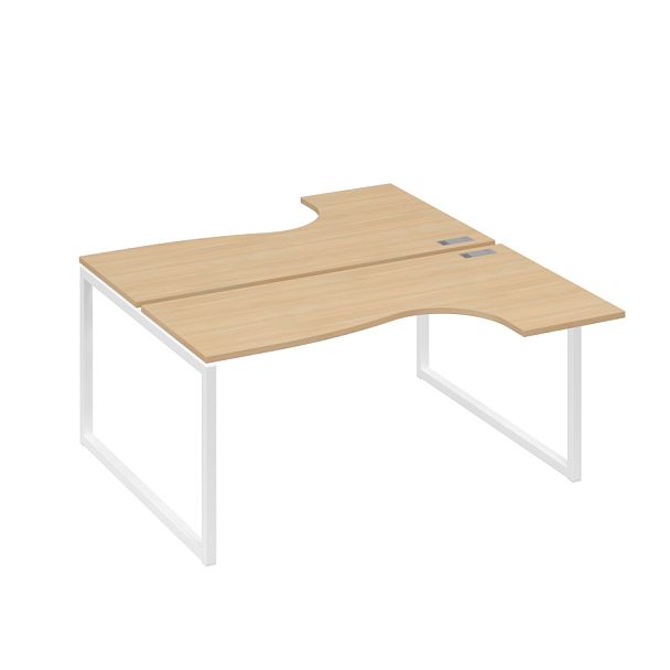 Рабочая станция QUATTRO (2х160) столы Классика эргономичные A4 А4 Б4 182 БП натуральный дуб / металлокаркас белый - Вид 1