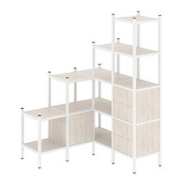 Loft Угловой внутренний стеллаж наборный VR.L-40 Денвер светлый/Белый металл 1278*1278*1869 - Фото предпросмотра
