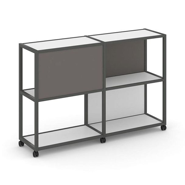 Shelf Mobile Стеллаж 3 уровня 2 секции VR.LT-STK-313.08 Белый Бриллиант/Металл Антрацит/W-26 1570*400*1046 - Вид 1