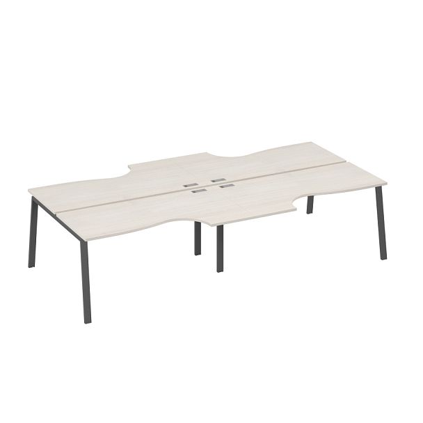 Рабочая станция столы Классика (4х160) опоры TRE A4 А4 Б3 185-2 БП дуб / металлокаркас антрацит - Вид 1