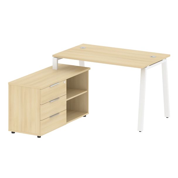 Metal System Р. ст. с тумбой на А-образном м/к БА.РС-СТС-2.2 (L) Акация/Белый металл 1300*1520*750 - Вид 1