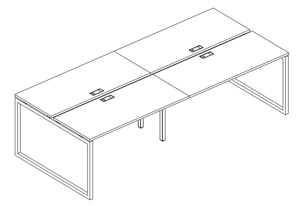 Рабочая станция на металлокаркасе QUATTRO (4х160) A4 А4 Б4 172-2 БП серый / металлокаркас белый - Вид 3