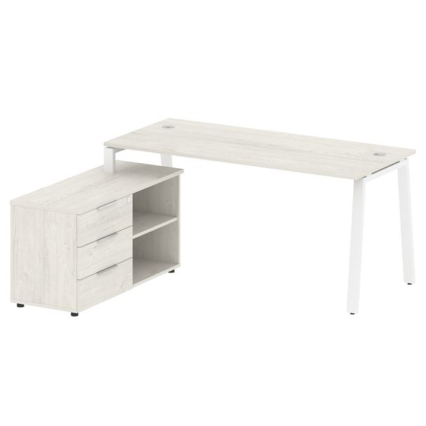 Metal System Р. ст. с тумбой на А-образном м/к БА.РС-СТС-2.4 (L) Дуб наварра/Белый металл 1700*1520*750 - Вид 1