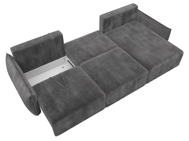 Диван угловой Лига-051 НПБ Лонг угол универсальный Велюр серый - Вид 8