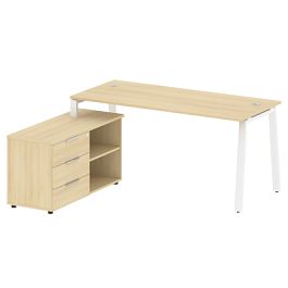 Metal System Р. ст. с тумбой на А-образном м/к БА.РС-СТС-2.4 (L) Акация/Белый металл 1700*1520*750 - Фото предпросмотра