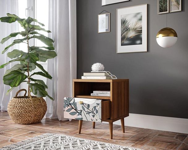 Тумбочка Berber с одним ящиком 50 принт арт BB06/Print_50, разноцветная - Вид 2