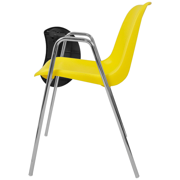 Стул Vicenza (4 ножки с подлокотниками + столик TLT), каркас хром, желтый, РП+ИК - Вид 4