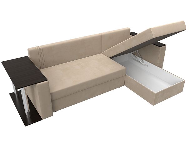 Угловой диван Атланта Лайт правый (полностью велюр бежевый) - Вид 9