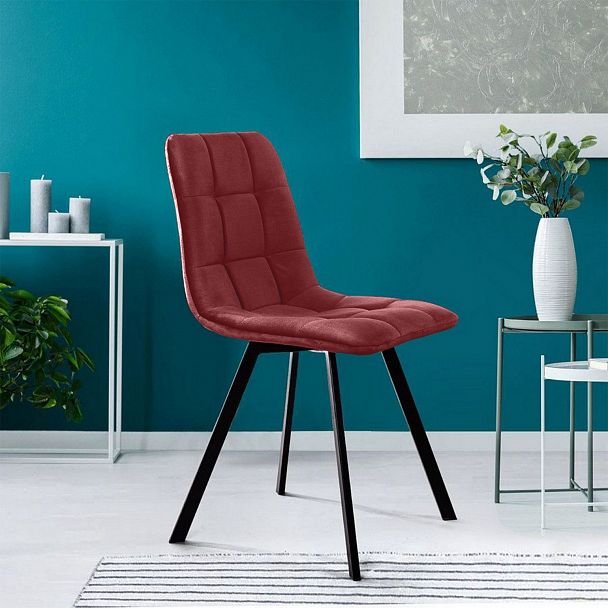 Стул UNO, бархат красный 16 / чёрный профиль - Вид 8