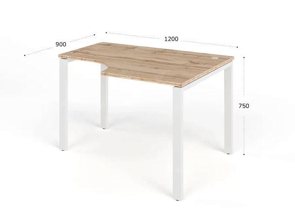 TANDEM RTD073-MK-120R-V Стол угловой на металлокаркасе правый 1200х900х750 Вотан/Белый - Вид 2