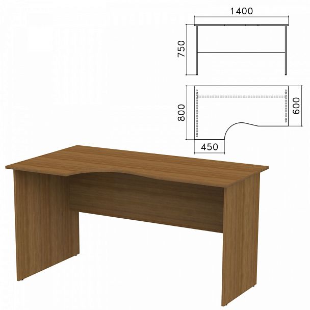 Стол письменный эргономичный "Канц", 1400х800х750 мм, левый, цвет орех пирамидальный, СК36.9 - Вид 1