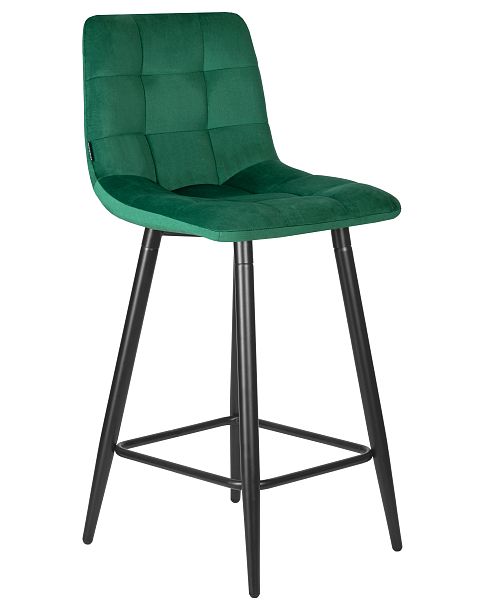 Стул полубарный DOBRIN OLIVIA (черные матовые ножки, зелёный велюр (108-64)) - Вид 2