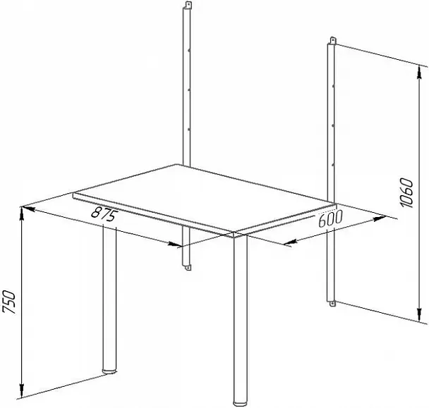Стол "Хельга (с рейлингами для крепления стола и полок)" - Вид 2