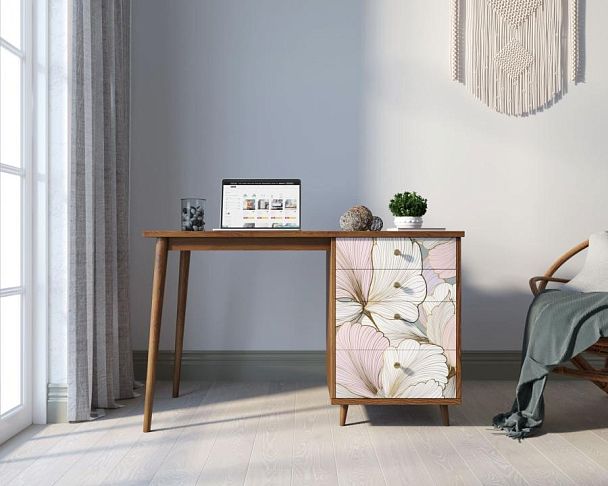 Стол рабочий Berber принт 31 с одной тумбой арт BB31/Print_31 - Вид 4