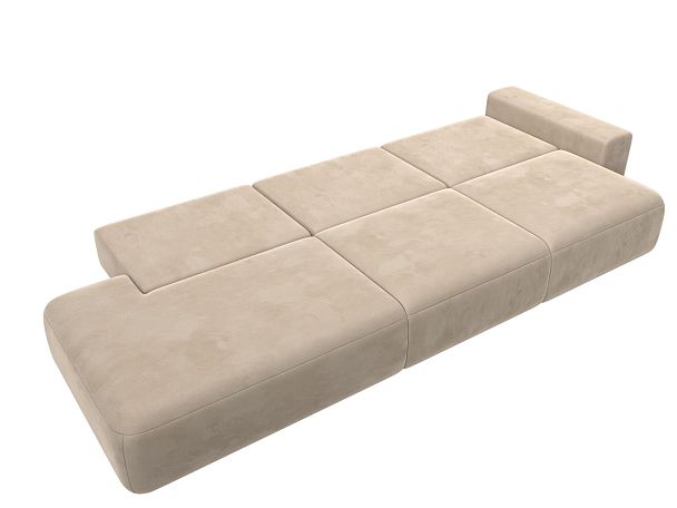 Диван прямой Лига-036 Модерн Лонг подлокотник справа Велюр бежевый - Вид 10