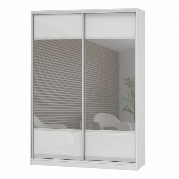 Шкаф Дерби 1600 ЗР- ЗР "Шкафы-купе" ПК-ДЕБ-Ш215Х160СЗ/1-В1-1085 белый - Вид 1