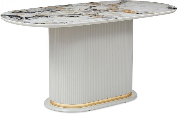 Стол керамический Мантинея 160х90х79 Мрамор ARCTIC OCEAN/Серый шелк - Вид 1