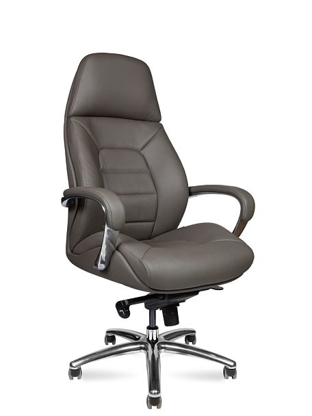 Кресло офисное / Porsche / темно-серая  кожа/ алюминий крестовина - Вид 1