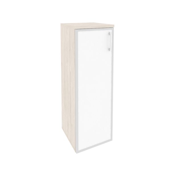 Onix Шкаф средний узкий левый O.SU-2.4 R (L) white Денвер светлый/Стекло white 400*420*1207 - Вид 1