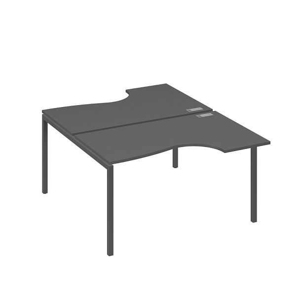 Рабочая станция металлокаркас DUE со столами (2х140) Классика A4 А4 Б2 184 БП антрацит премиум / металлокаркас антрацит - Вид 1