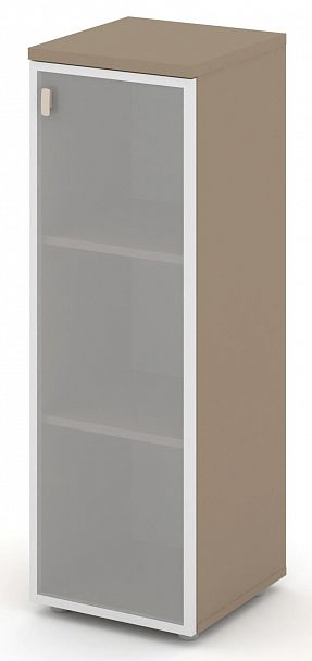 Шкаф средний узкий (1 средний фасад стекло в раме сатин матовый) "ESTETICA" ES.SU-2.4R Латте/Сатин матовый - Вид 2