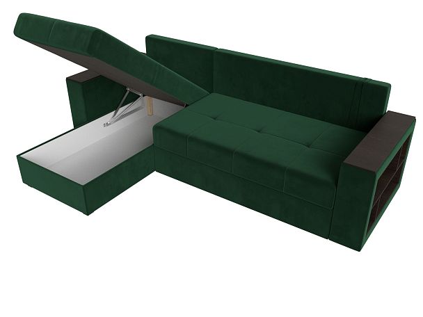 Диван угловой Дубай Лайт угол левый (полностью велюр зеленый) - Вид 7