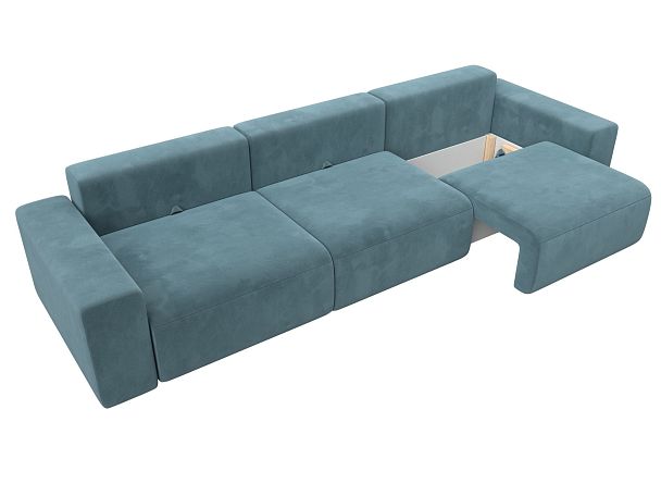 Диван прямой Лига-036 Классик Лонг Велюр бирюзовый - Вид 7