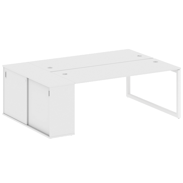 Metal System Quattro Р. ст. с шкафом-купе на О-образном м/к 50БО.РС-СШК-1.5 Т Белый/Белый металл 2210*1475*750 - Вид 1