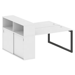 Metal System Quattro Р. ст. с шкафом-купе на О-образном м/к 50БО.РС-СШК-2.3 Т Белый/Антрацит металл 1810*1475*1098 - Фото предпросмотра