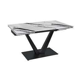 Стол раскладной Malibu (140+40+40), керамика глянцевая Panda White - Фото предпросмотра