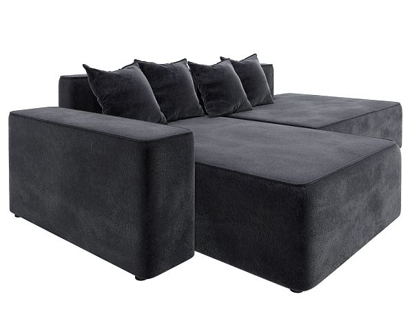 Диван угловой Лига-079 угол левый Велюр серый - Вид 3