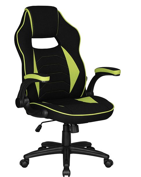 Кресло игровое DOBRIN RICK (черно-светло-зеленая ткань) - Вид 1