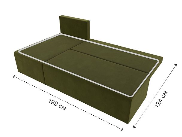 Угловой диван Поло левый (полностью микровельвет зеленый) - Вид 10