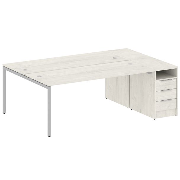 Metal System Quattro Р. ст. с тумбой на П-образном м/к 40БП.РС-СТП-2.5 Дуб наварра/Серый металл 2212*1475*750 - Вид 1