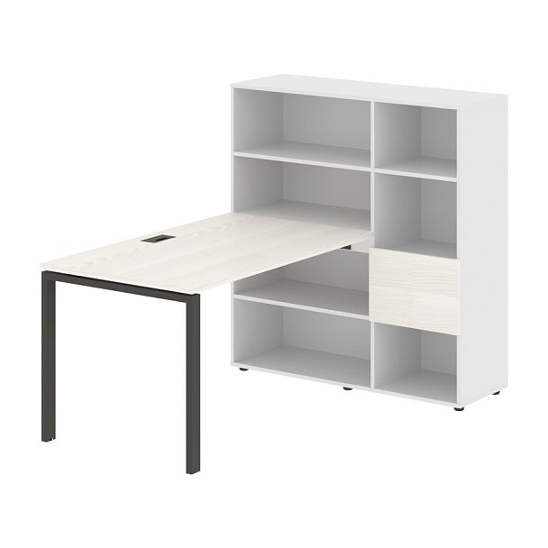 Стол-стеллаж EURST 1213 Ясень Траун/Мокко/Белый 1790х1250х1355 EDIS - Вид 1