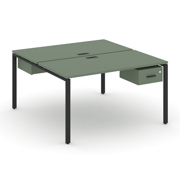 Concept Рабочая станция 2 сторонняя с подвесными тумбами на 2 места CN.DRS-109 B Кобо/Металл Черный 980*1480*750 - Вид 1