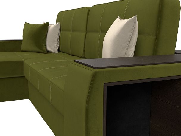 Угловой диван Брюссель левый (полностью микровельвет зеленый) - Вид 4