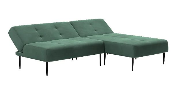 Monaco диван-кровать с шезлонгом, без подлокотников, бархат зеленый 19 - Вид 4