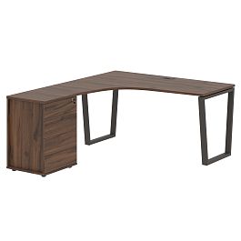 Стол эргономичный с тумбой EVCET 1518(L) Дуб Денвер тёмный/Мокко 1560х1880х750 EDIS - Фото предпросмотра