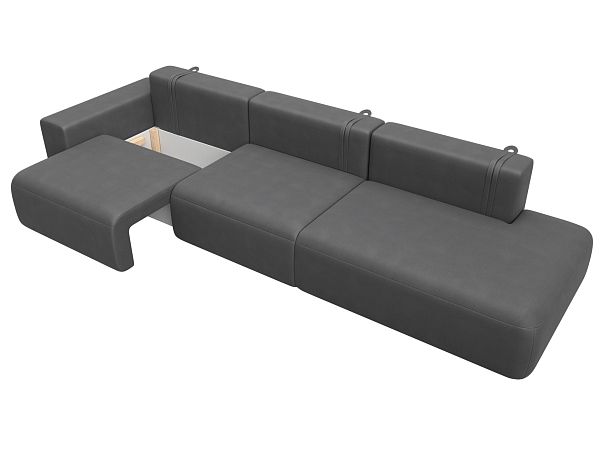 Диван прямой Лига-036 НПБ Модерн Лонг подлокотник слева Искусственная замша серый - Вид 7
