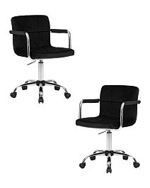Набор 2 шт Офисное кресло для персонала DOBRIN TERRY (черный велюр (MJ9-101)) - Фото предпросмотра