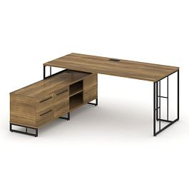 Rift Direct Стол руководителя на опорной тумбой RF.SRT-24 (L) Сандал Янтарный/Металл Черный 1580*1600*750 - Фото предпросмотра