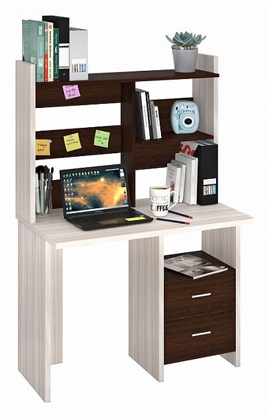 Стол компьютерный Домино Лайт СКЛ-Прям100+НКЛ-100 Венге/Карамель - Вид 2