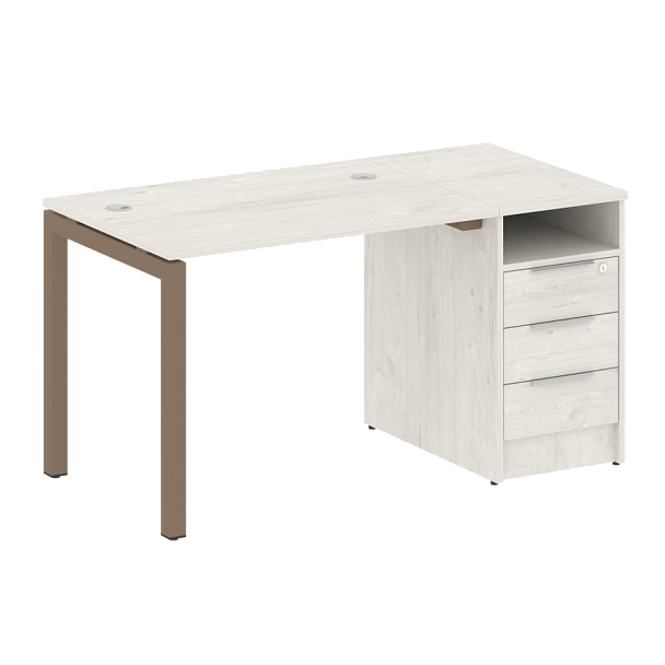 Metal System Quattro Р. ст. с тумбой на П-образном м/к 50БП.РС-СТП-1.1 Дуб наварра/Мокко металл 1412*720*750 - Вид 1