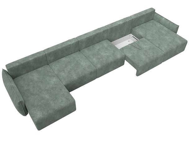 Диван п-образный Лига-051 НПБ МегаЛонг Велюр зеленый - Вид 7