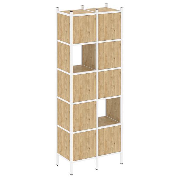 Loft Прямой стеллаж наборный VR.L-05 Тиквуд светлый/Белый металл 862*446*1869 - Вид 1