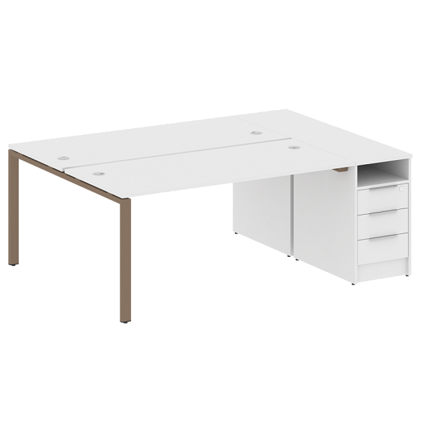 Metal System Р. ст. с тумбой на П-образном м/к БП.РС-СТП-2.4 Белый/Мокко металл 2012*1475*750 - Вид 1