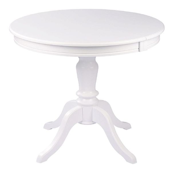 Обеденная группа стол Элат D90(130)х90х76 Белый и 4 стула Арктос Белый/Кремовая рогожка - Вид 2