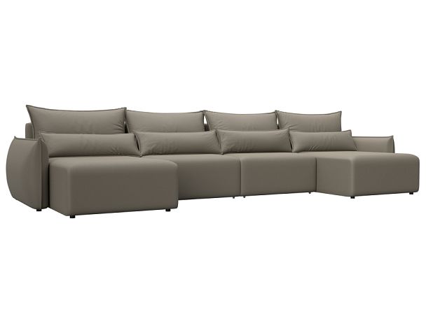 Диван П-образный Лига-051 НПБ Лонг Экокожа бежевый - Вид 1