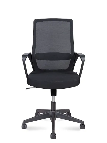 Кресло офисное / Pino black LB / черный пластик / черная ткань / черная сетка - Вид 2